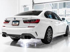 BMW 3 Series Performance Exhaust - AWE Tuning - Cat Back, Resonated Touring Edition, Quad Tips - Diamond Black - `19-`27
